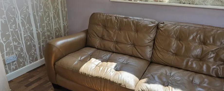 DFS Brown Leather Sofa