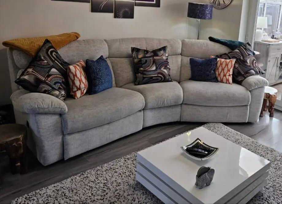 SCS Sofa · Living Cloud Fabric 4 Seater Curved · Double Power Recliner