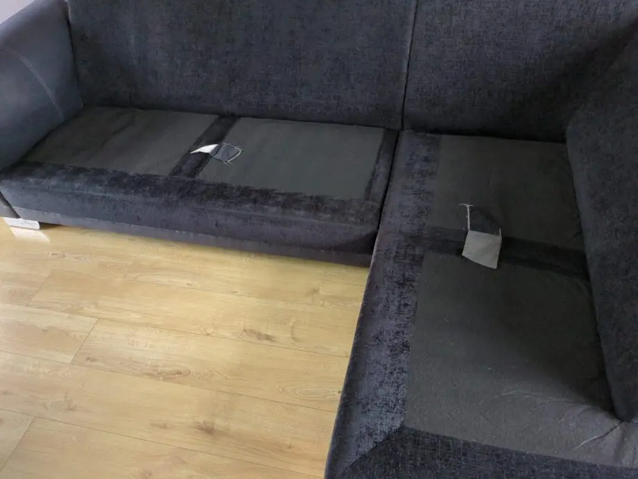 DFS Black Corner Sofa with Scatter Back Cushions
