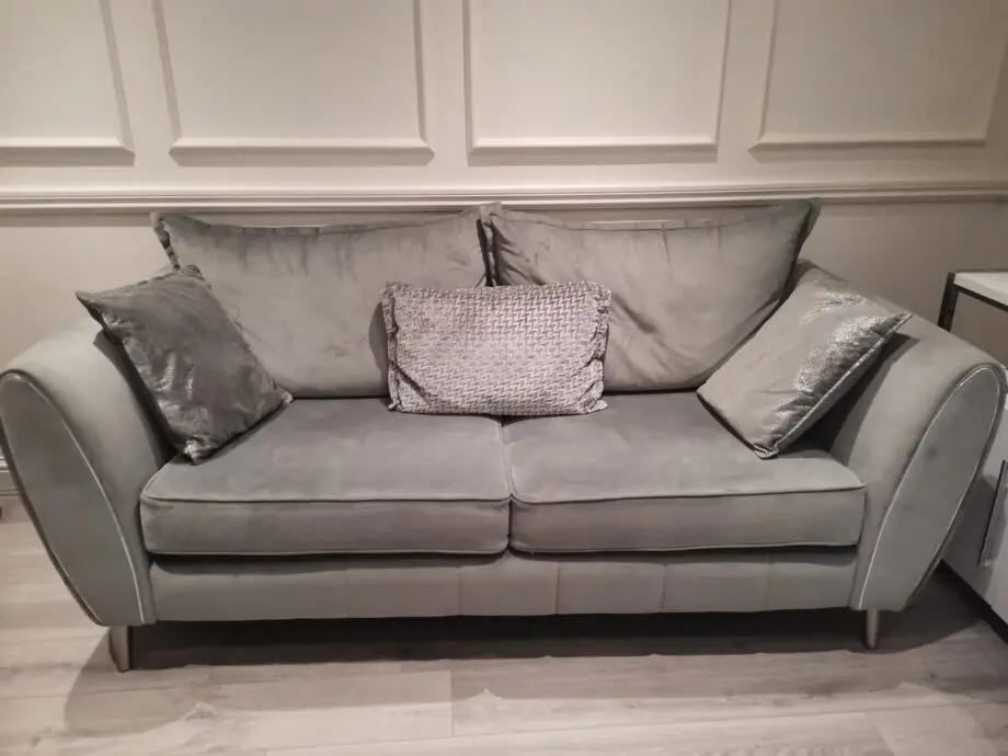 Sofology Plush Grey Fabric "Gabrielle" 3 seater sofa and ChairSet