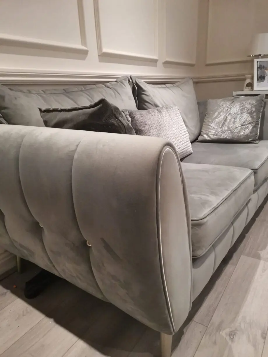 Sofology Plush Grey Fabric "Gabrielle" 3 seater sofa and ChairSet