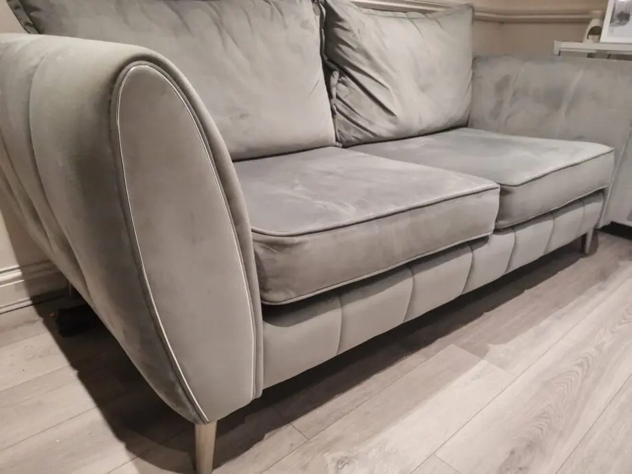 Sofology Plush Grey Fabric "Gabrielle" 3 seater sofa and ChairSet