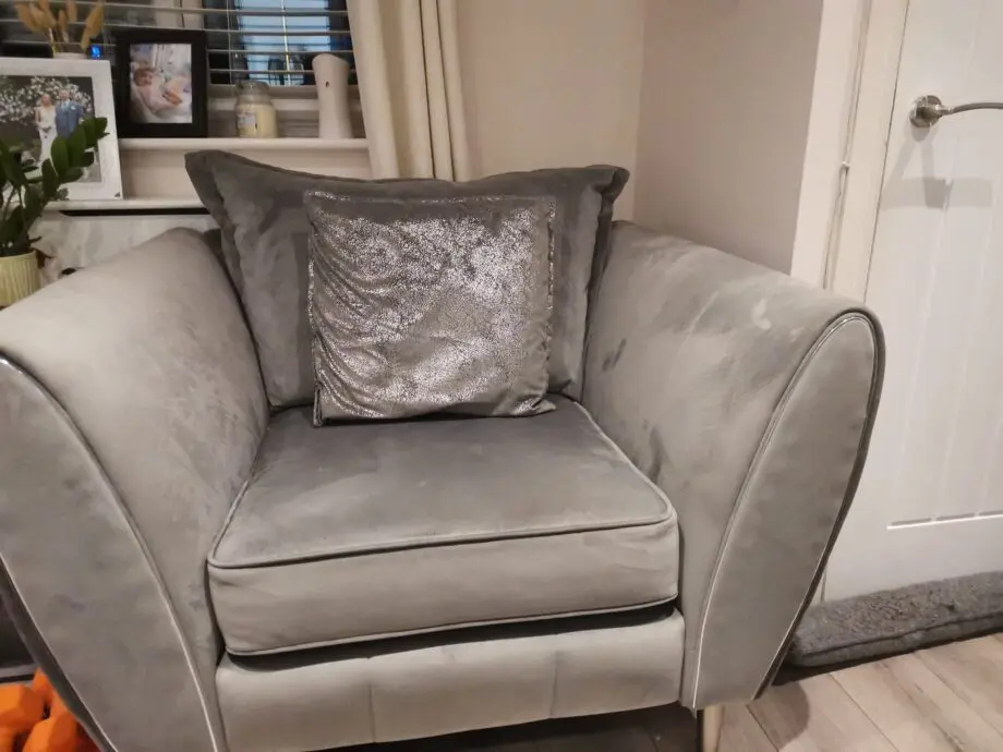 Sofology Plush Grey Fabric "Gabrielle" 3 seater sofa and ChairSet