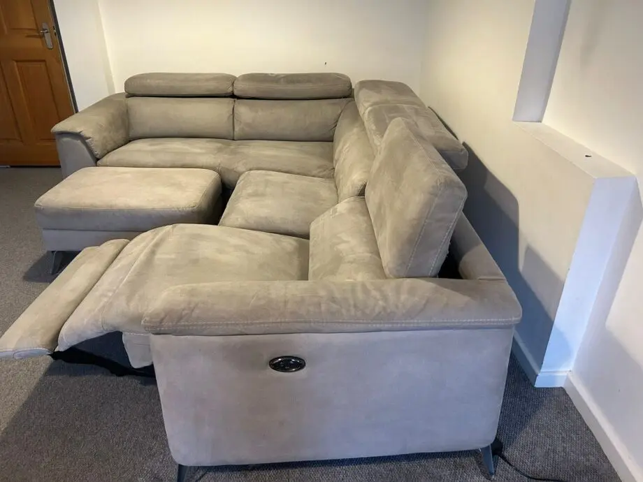 DFS grey corner sofa (L shape) & stool