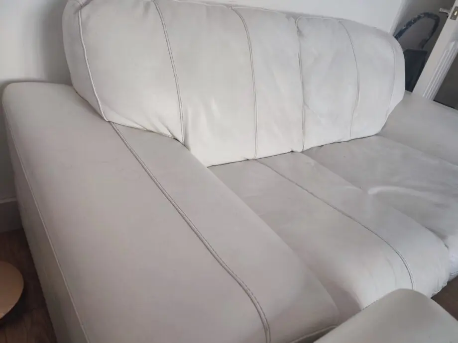 DFS White Leather 2 and 3 Seater Sofa set