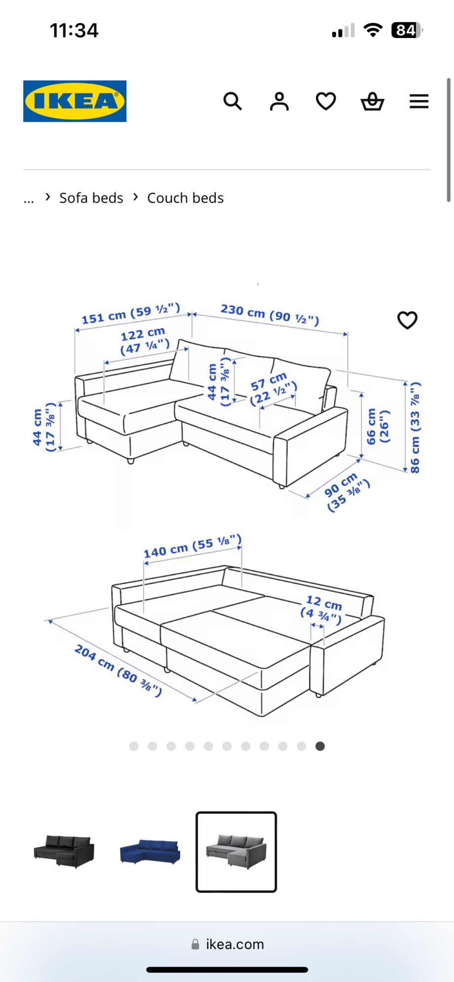 Ikea Corner sofa-bed with storage beige
