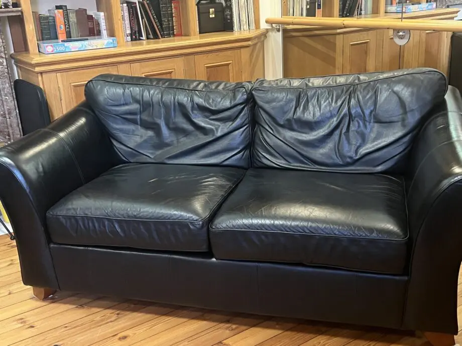 M&S black leather sofas