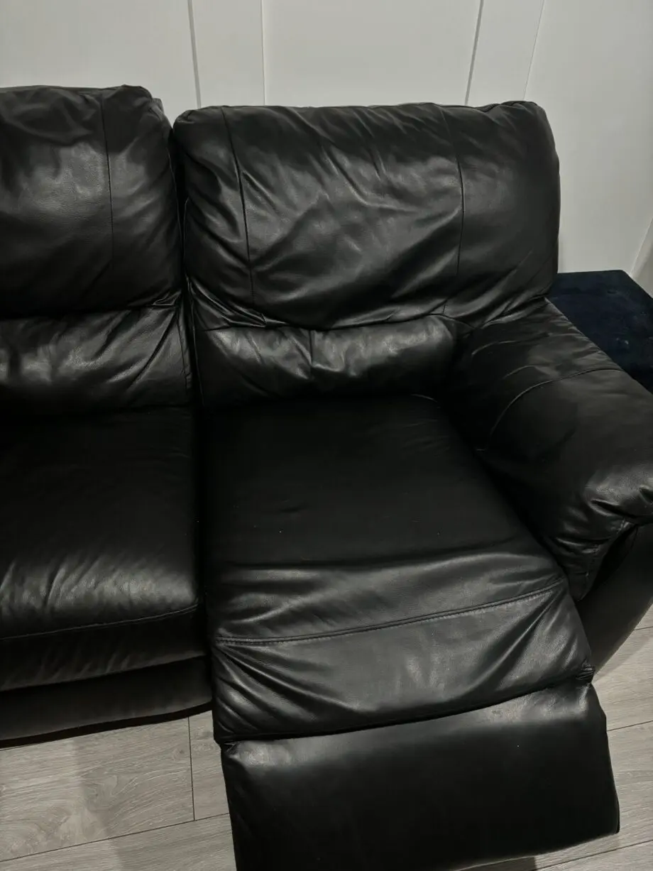 Black leather electric recliner sofa