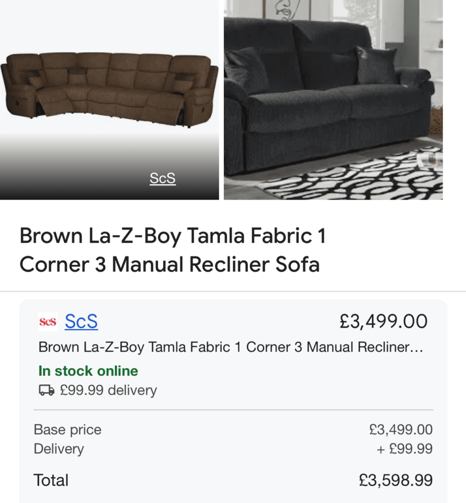 Lazy boy brown corner sofa 6 seater
