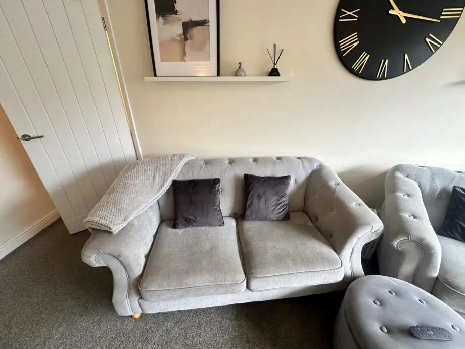 Dunelm 2x grey 2 seater sofas