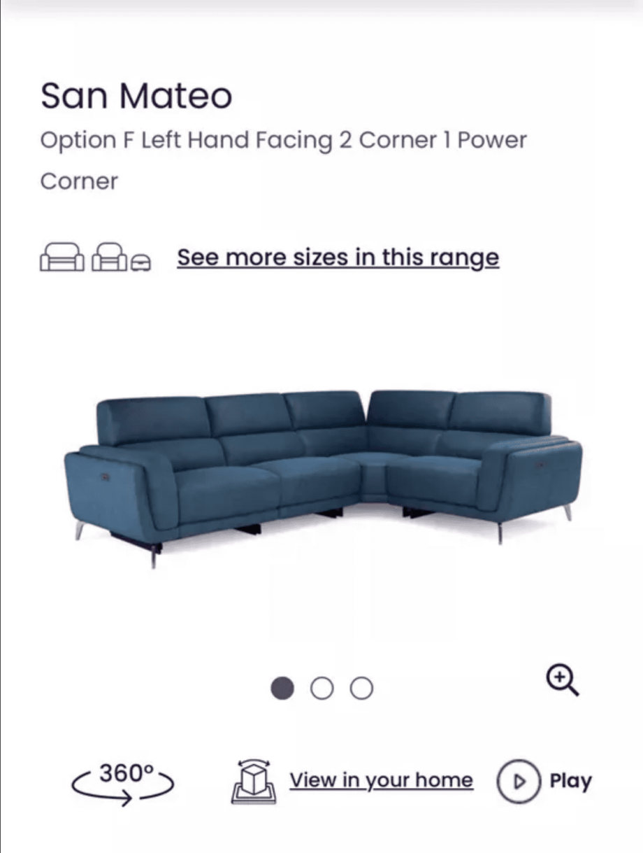 DFS 'San Mateo' Blue Corner Sofa with Matching Footstool