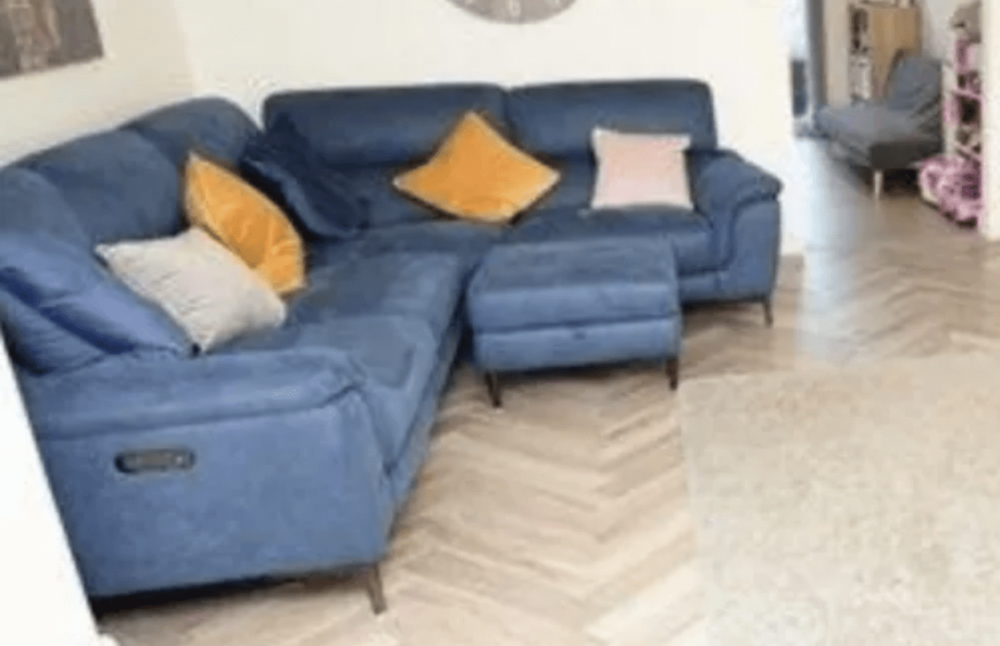DFS 'San Mateo' Blue Corner Sofa with Matching Footstool