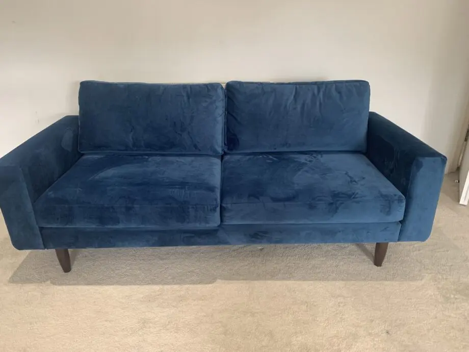 Blue velvet 3 seater sofa