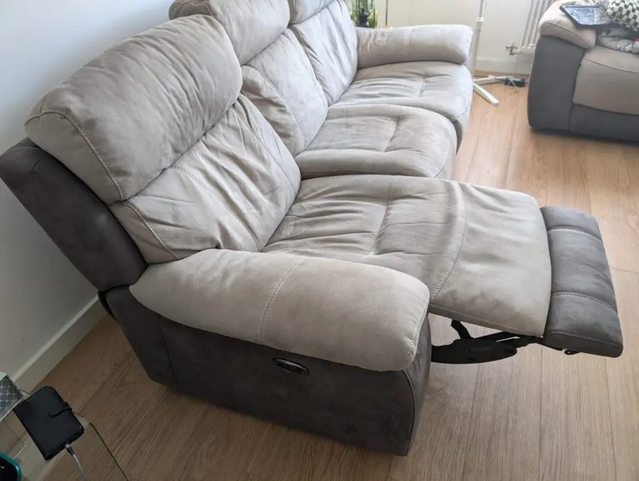 Ryder 3 Seater Brown and Beige Electric Recliner Sofa