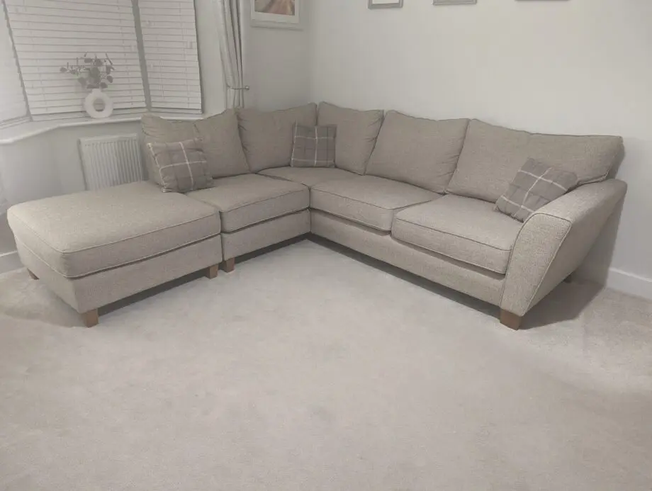 SCS Theo Fabric Corner Left Hand Facing Chaise Standard Back Sofa in Beige/Oatmeal