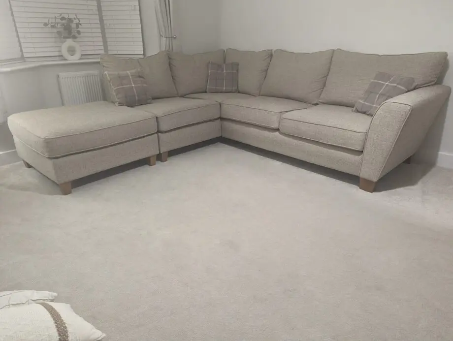 SCS Theo Fabric Corner Left Hand Facing Chaise Standard Back Sofa in Beige/Oatmeal