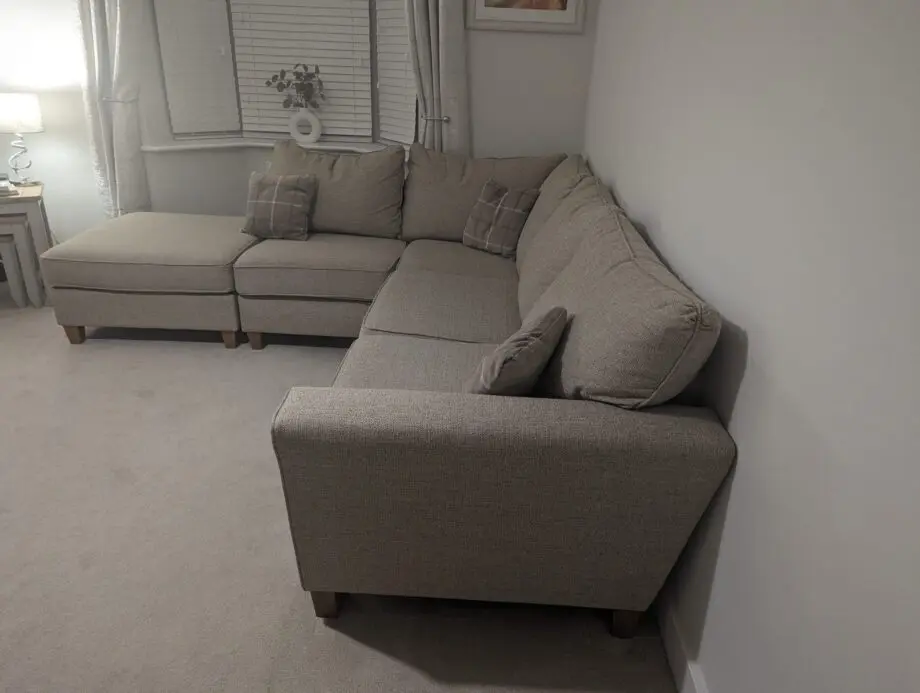 SCS Theo Fabric Corner Left Hand Facing Chaise Standard Back Sofa in Beige/Oatmeal