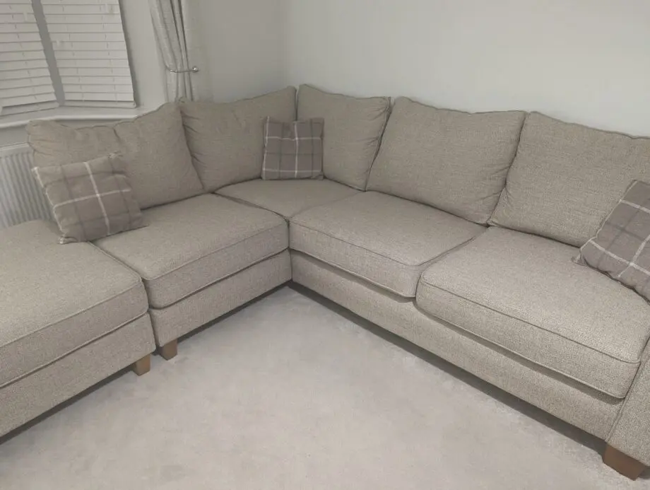 SCS Theo Fabric Corner Left Hand Facing Chaise Standard Back Sofa in Beige/Oatmeal