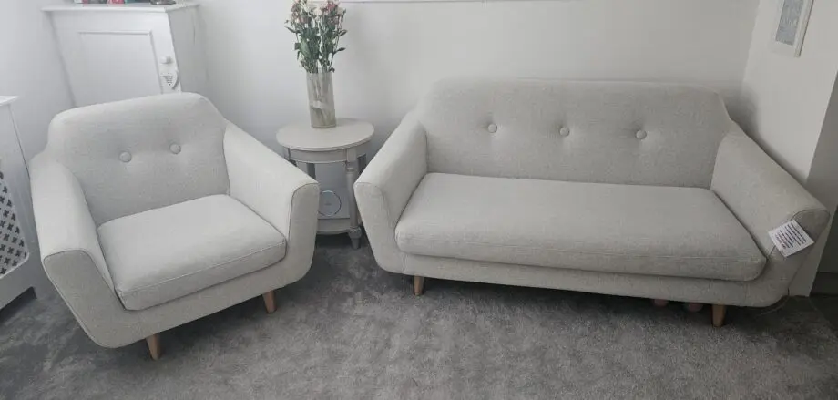 Ikea Klubbfors two-set sofa and armchair in Gunnared Beige