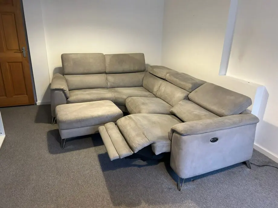 DFS grey corner sofa (L shape) & stool