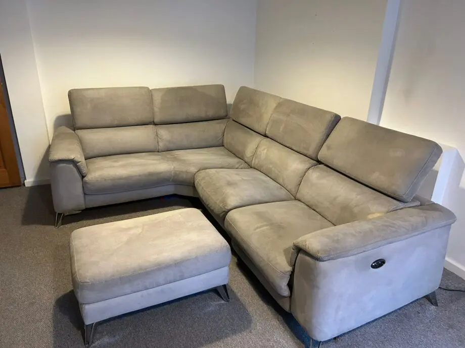 DFS grey corner sofa (L shape) & stool