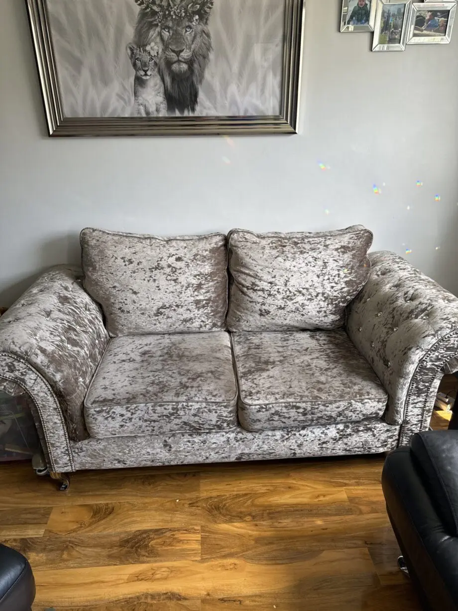 Crushed velvet large 2 seater sofa