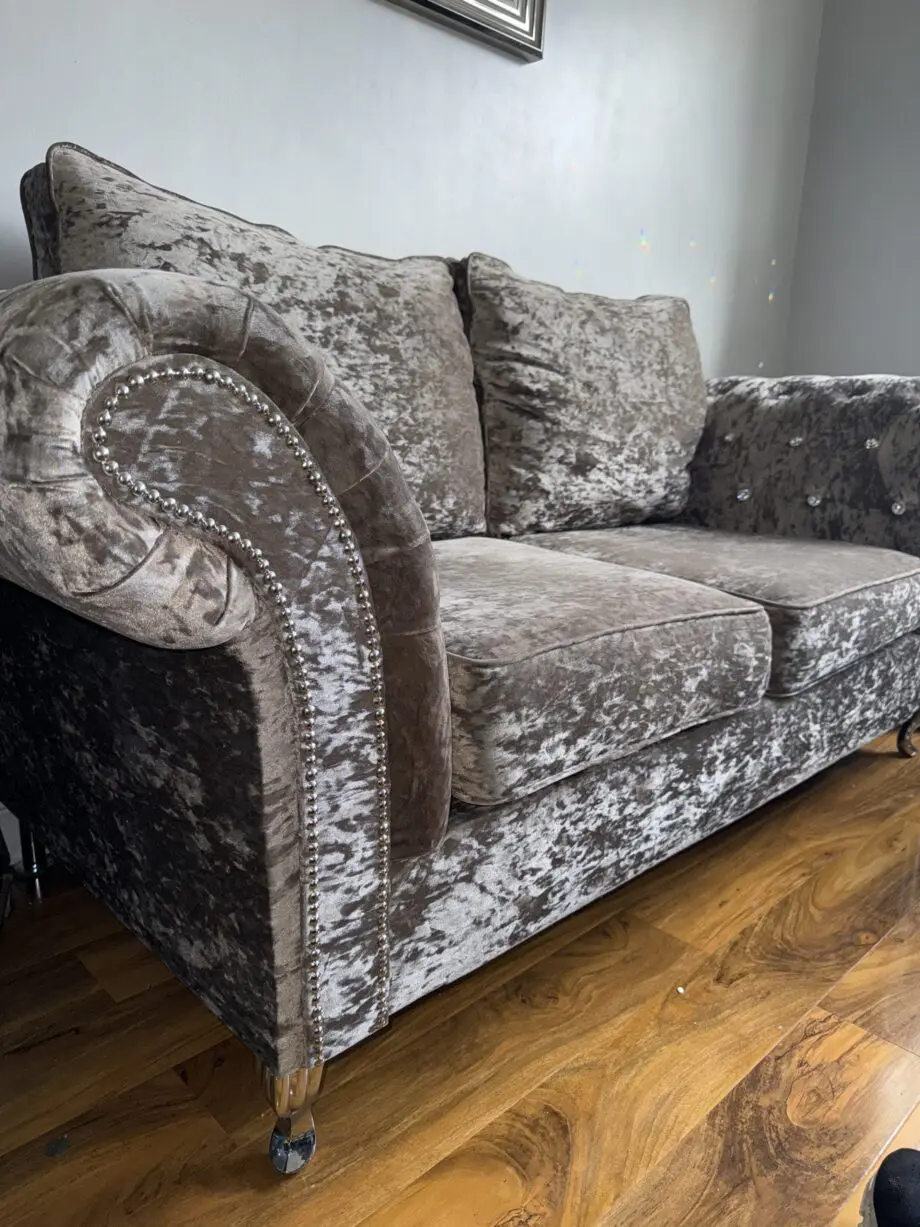 Crushed velvet large 2 seater sofa