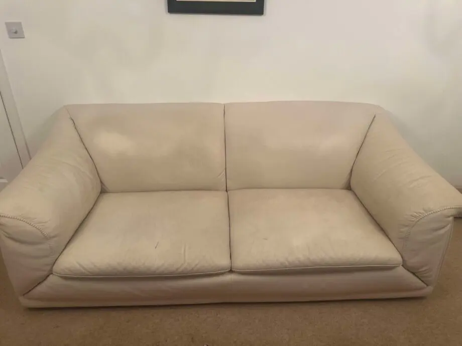Natuzzi Cream Leather Sofas 2 seater
