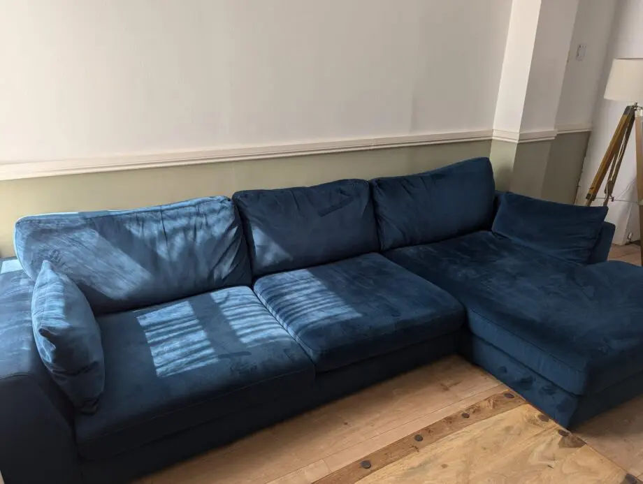 DFS Blue Velvet Sofa