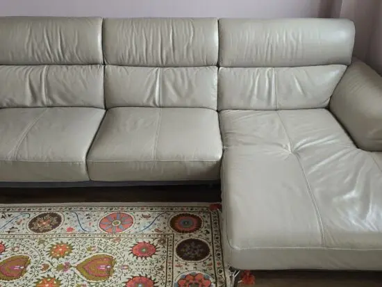 dfs Valdez leather sofa (grey with teal)