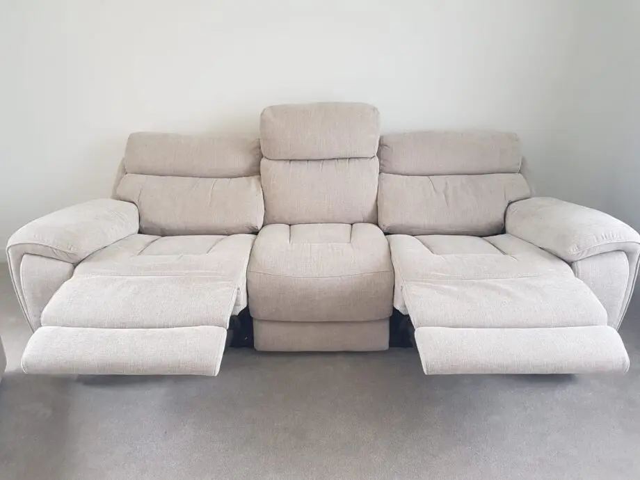 Sofology 3 Seater Radley / Radleigh Oatmeal Double Power Recliner with Double Power Headrest