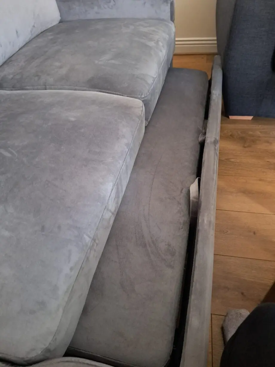 Oak Furniture Superstore: Constance Double Sofa Bed Left Facing Chaise in Grey Velvet