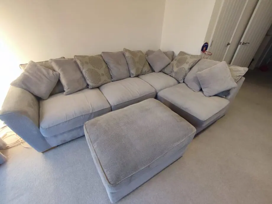 Oak Furniture Land Nebraska Silver Corner Pillow Back Sofa