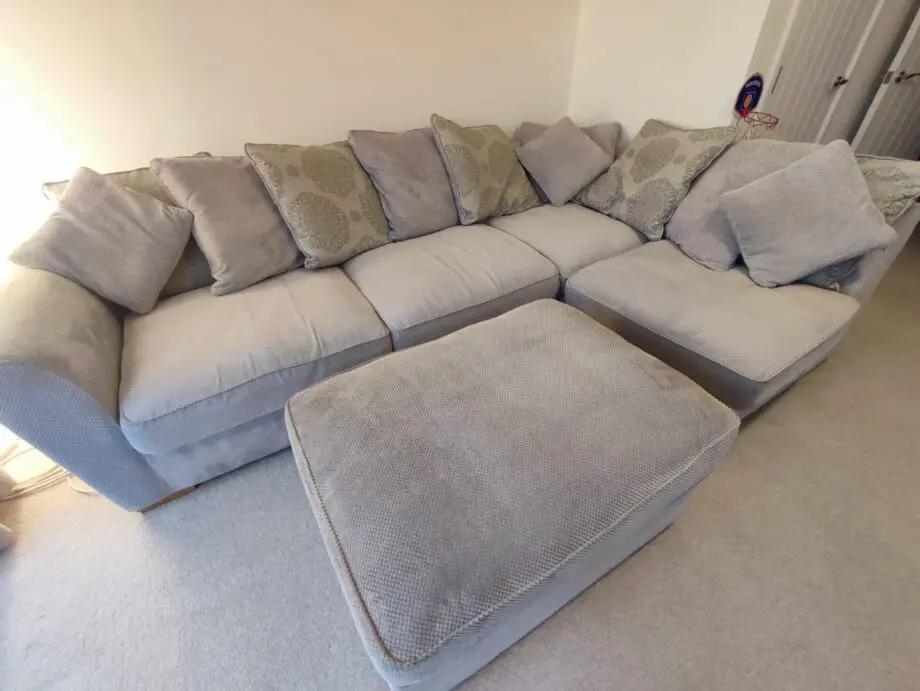Oak Furniture Land Nebraska Silver Corner Pillow Back Sofa