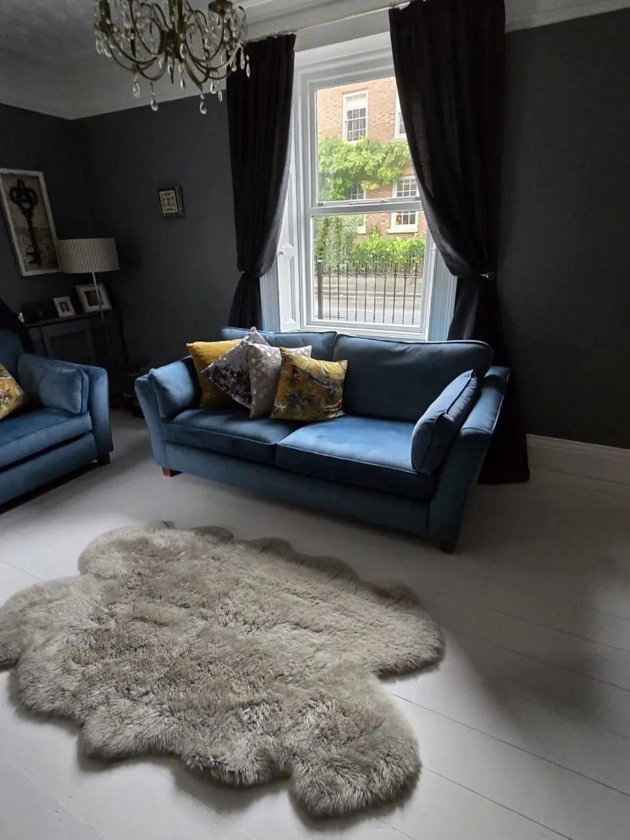 Blue velvet sofa set