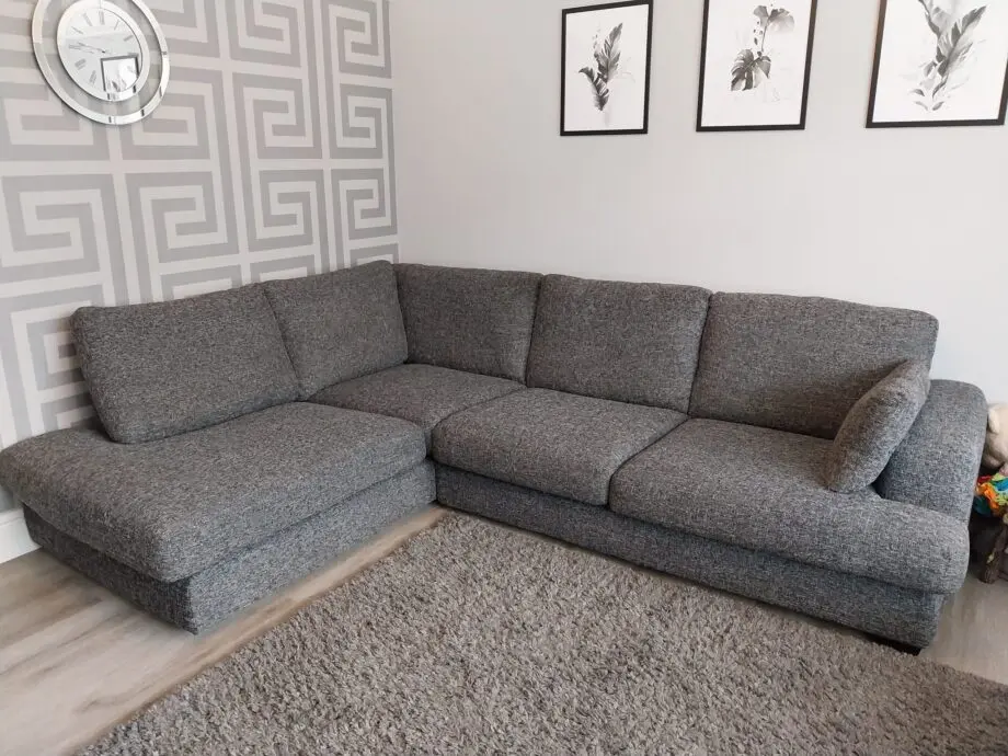 DFS Kinsey Corner chaise + 2 seater sofa in charcoal