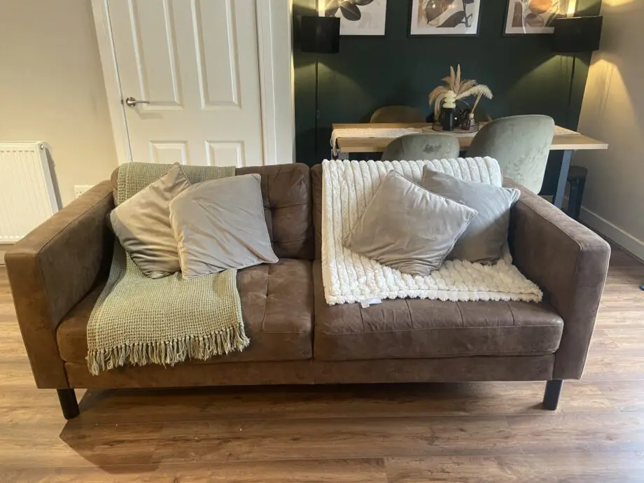 Home Sense Light Brown Faux Suede Sofa