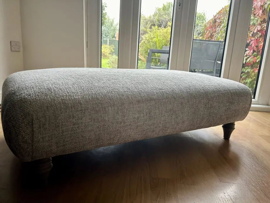 Furniture village three piece suite. Four seater, two seater snuggler & ottoman