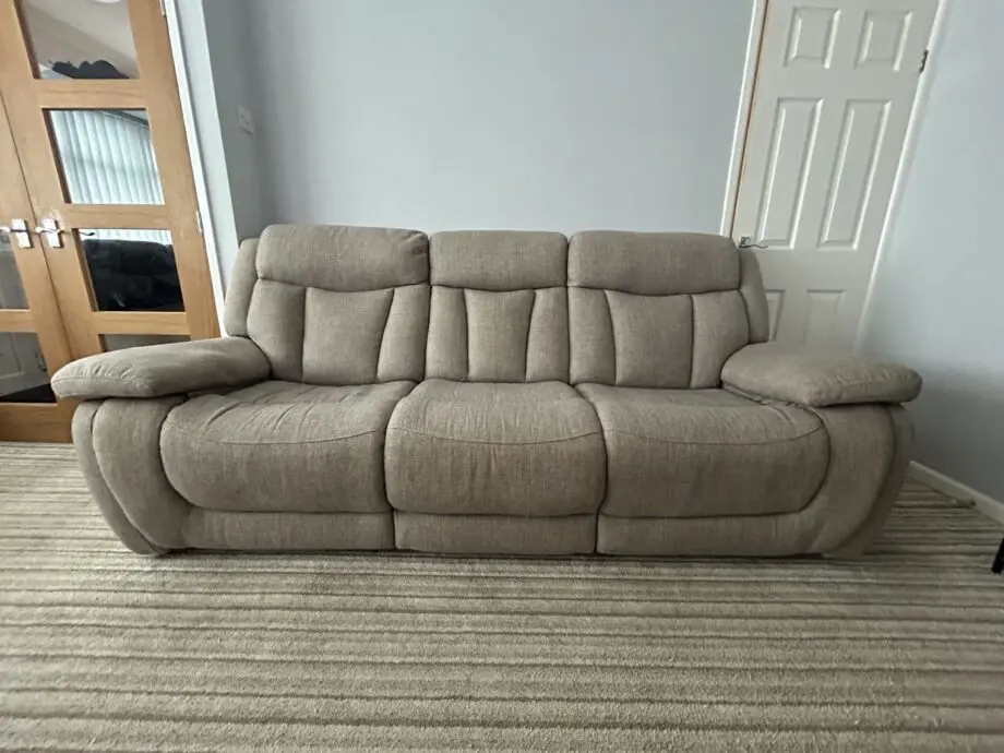 Beige 3 seater recliner
