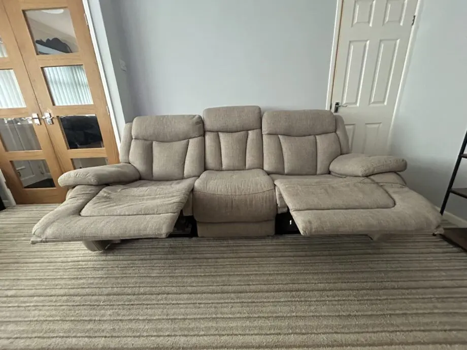 Beige 3 seater recliner