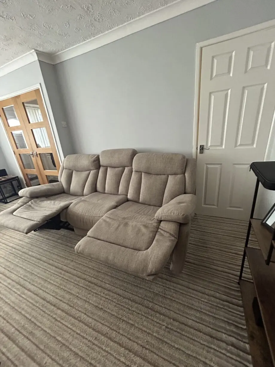 Beige 3 seater recliner