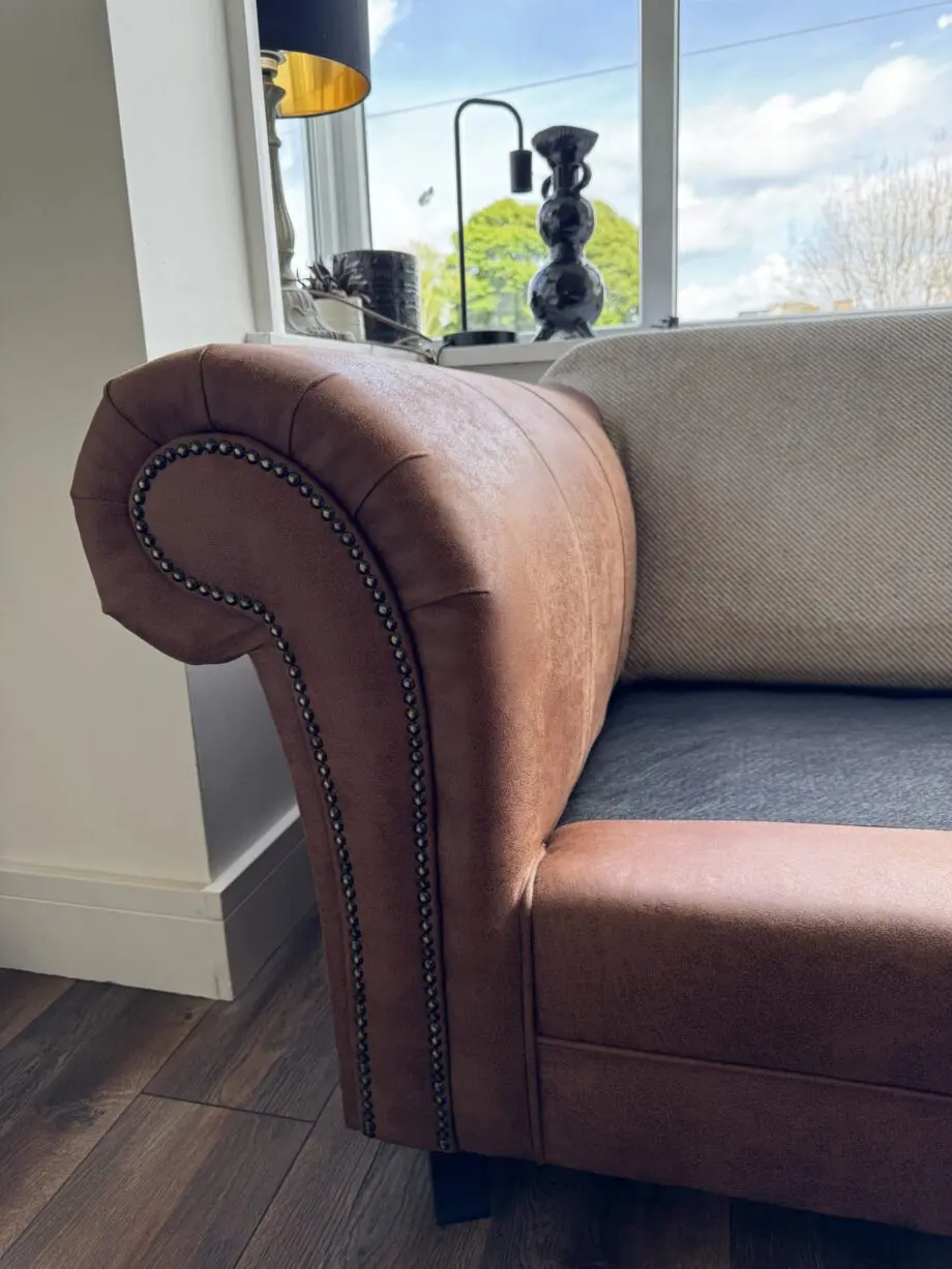 Sherwood 3 & 2 seater sofas half leather scatter back