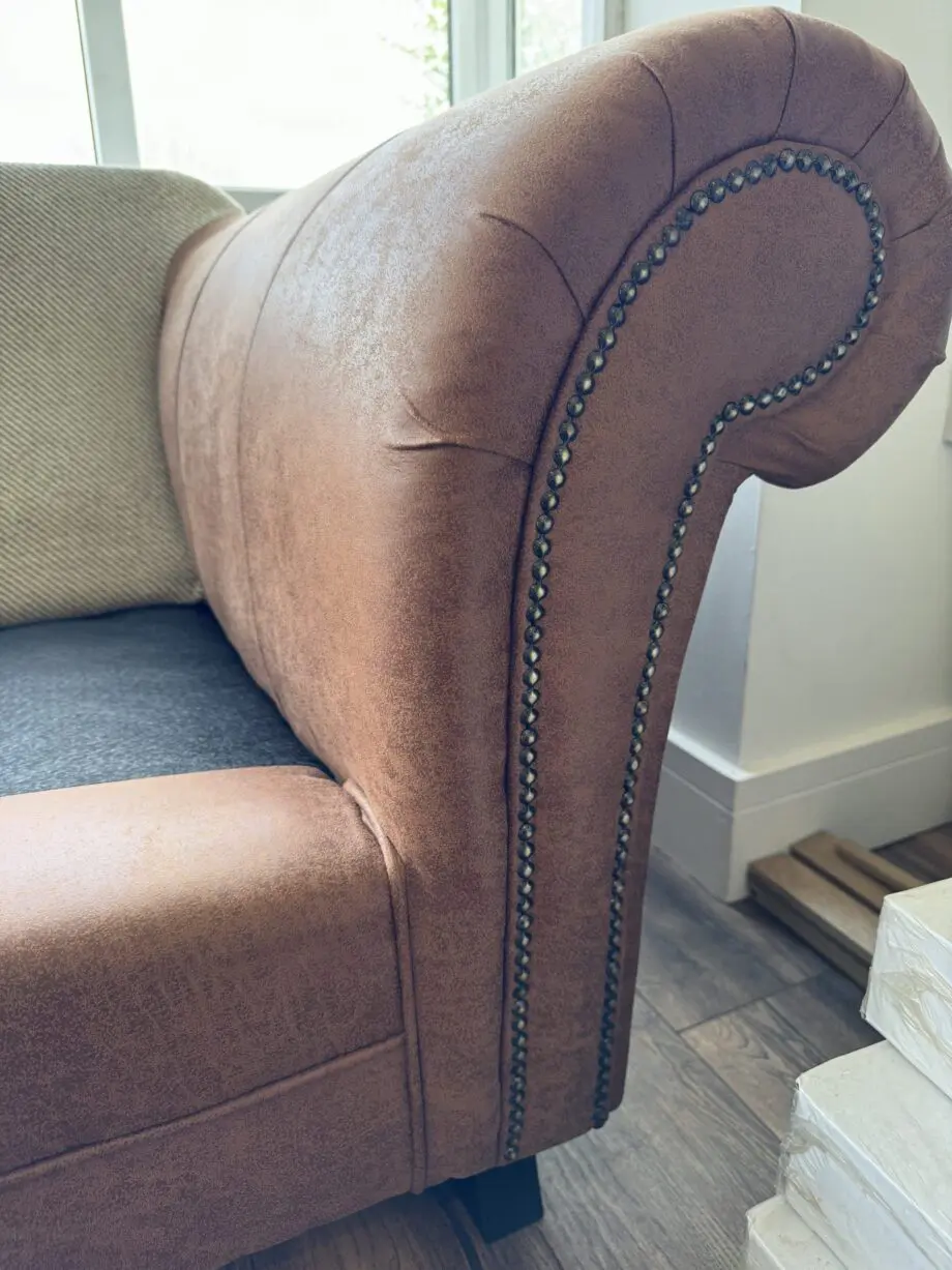 Sherwood 3 & 2 seater sofas half leather scatter back