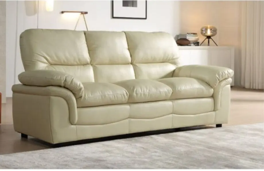 Cream 3 seater leather sofa