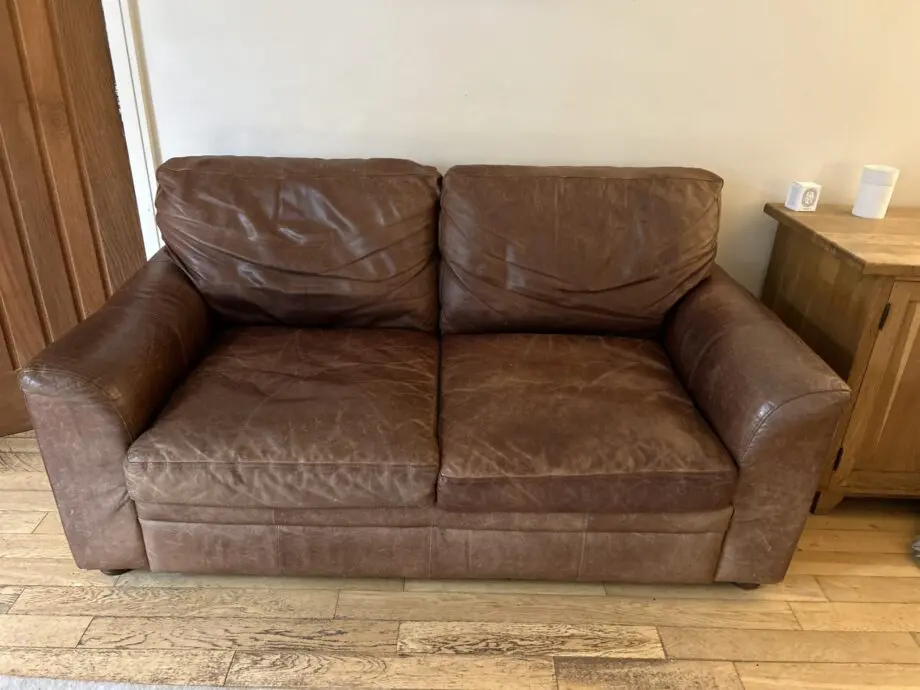Vintage leather 2.5 seater sofa with free footstool and 2nd sofa