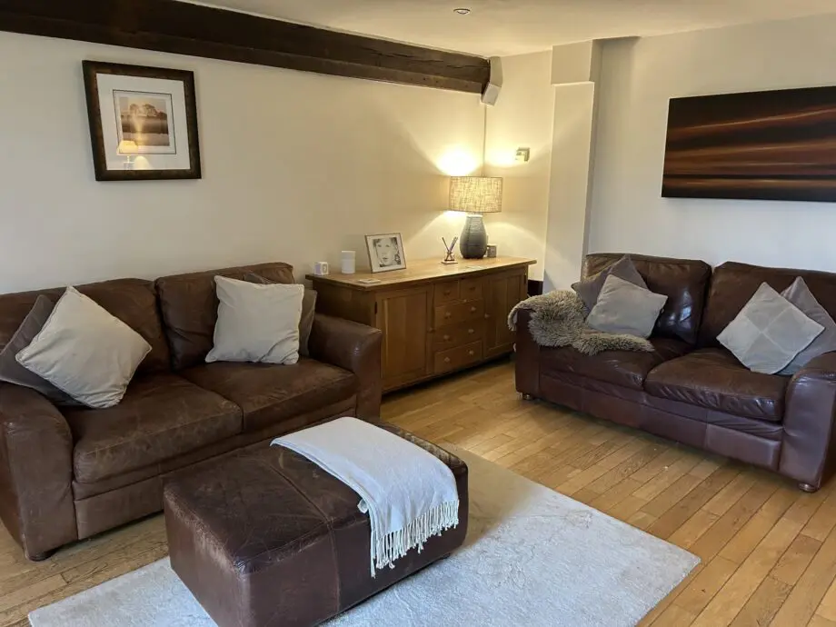 Vintage leather 2.5 seater sofa with free footstool and 2nd sofa