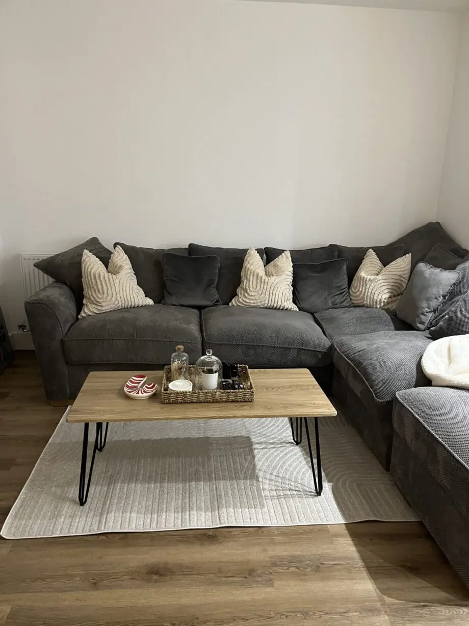 Furniture village, grey L corner sofa