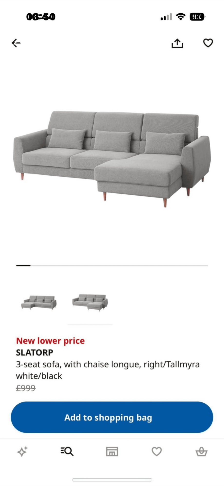 IKEA Slatorp Sofa & chaise - grey