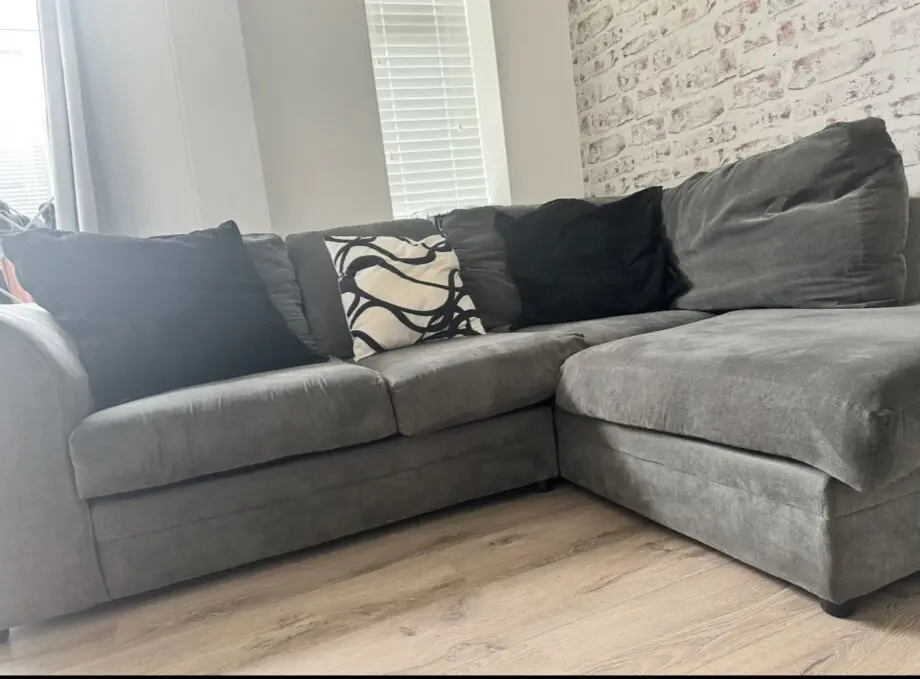 Deslit - Left Hand Facing Corner Sofa - Quincy - Graphite Grey - Soft Touch Fabric