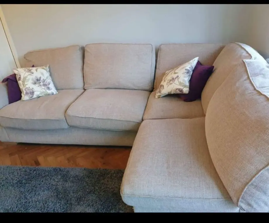 Chenille L Shaped corner sofa with free foot stool